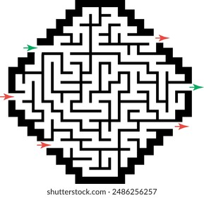 Illustration with labyrinth, maze conundrum for kids. Baby puzzle with entry and exit. Children puzzle game.