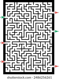 Illustration with labyrinth, maze conundrum for kids. Baby puzzle with entry and exit. Children puzzle game.