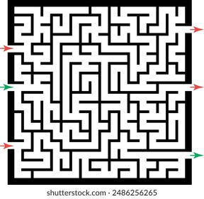 Illustration with labyrinth, maze conundrum for kids. Baby puzzle with entry and exit. Children puzzle game.
