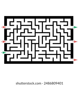 Illustration with labyrinth, maze conundrum for kids. Baby puzzle with entry and exit. Children puzzle game.