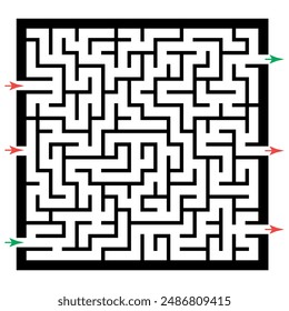Illustration with labyrinth, maze conundrum for kids. Baby puzzle with entry and exit. Children puzzle game.