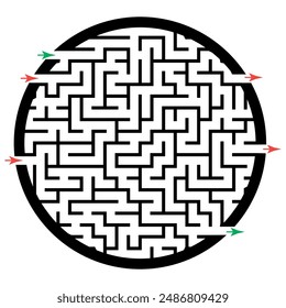 Illustration with labyrinth, maze conundrum for kids. Baby puzzle with entry and exit. Children puzzle game.