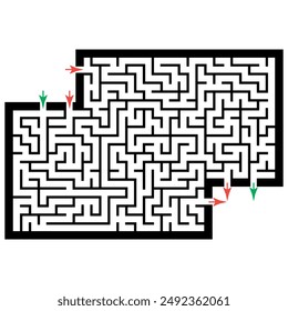 Illustration with labyrinth, maze conundrum for kids. Baby puzzle with entry and exit. Children puzzle game.