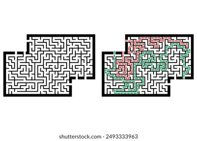 Illustration with labyrinth, maze conundrum for kids. Baby puzzle with entry and exit. Children puzzle game.