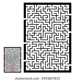 Illustration with labyrinth, maze conundrum for kids. Baby puzzle with entry and exit. Children puzzle game.