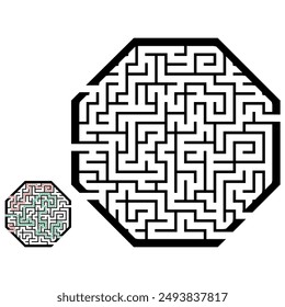 Illustration with labyrinth, maze conundrum for kids. Baby puzzle with entry and exit. Children puzzle game.