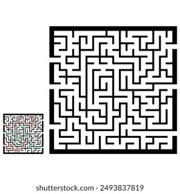 Illustration with labyrinth, maze conundrum for kids. Baby puzzle with entry and exit. Children puzzle game.