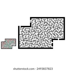 Illustration with labyrinth, maze conundrum for kids. Baby puzzle with entry and exit. Children puzzle game.