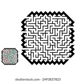 Illustration with labyrinth, maze conundrum for kids. Baby puzzle with entry and exit. Children puzzle game.