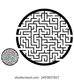 Illustration with labyrinth, maze conundrum for kids. Baby puzzle with entry and exit. Children puzzle game.