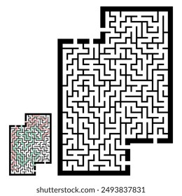 Illustration with labyrinth, maze conundrum for kids. Baby puzzle with entry and exit. Children puzzle game.