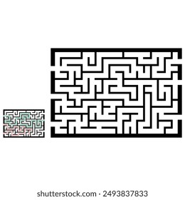 Illustration with labyrinth, maze conundrum for kids. Baby puzzle with entry and exit. Children puzzle game.