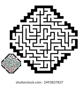Illustration with labyrinth, maze conundrum for kids. Baby puzzle with entry and exit. Children puzzle game.
