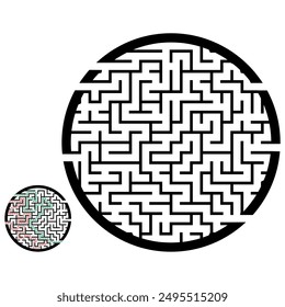 Illustration with labyrinth, maze conundrum for kids. Baby puzzle with entry and exit. Children puzzle game.