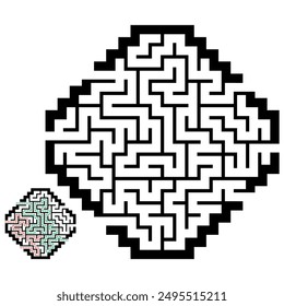 Illustration with labyrinth, maze conundrum for kids. Baby puzzle with entry and exit. Children puzzle game.
