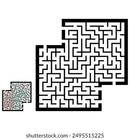Illustration with labyrinth, maze conundrum for kids. Baby puzzle with entry and exit. Children puzzle game.