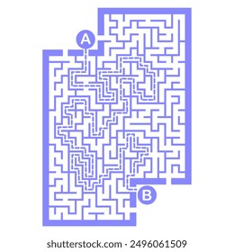 Illustration with labyrinth, maze conundrum for kids. Baby puzzle with entry and exit. Children puzzle game.