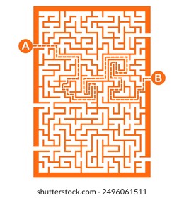 Illustration with labyrinth, maze conundrum for kids. Baby puzzle with entry and exit. Children puzzle game.