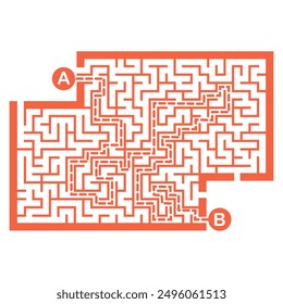 Illustration with labyrinth, maze conundrum for kids. Baby puzzle with entry and exit. Children puzzle game.