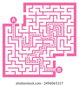 Illustration with labyrinth, maze conundrum for kids. Baby puzzle with entry and exit. Children puzzle game.