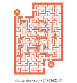 Illustration with labyrinth, maze conundrum for kids. Baby puzzle with entry and exit. Children puzzle game.