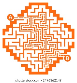 Illustration with labyrinth, maze conundrum for kids. Baby puzzle with entry and exit. Children puzzle game.