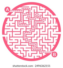 Illustration with labyrinth, maze conundrum for kids. Baby puzzle with entry and exit. Children puzzle game.