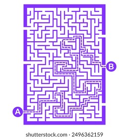 Illustration with labyrinth, maze conundrum for kids. Baby puzzle with entry and exit. Children puzzle game.