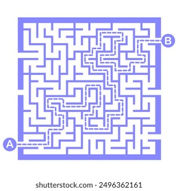 Illustration with labyrinth, maze conundrum for kids. Baby puzzle with entry and exit. Children puzzle game.