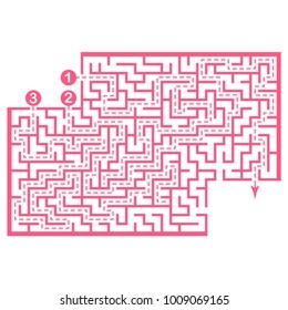 Illustration with labyrinth with places for your images, maze conundrum for kids. Entry and exit. Children puzzle game.