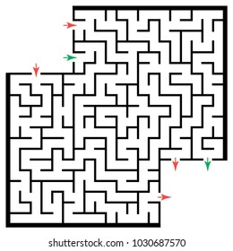 Illustration with labyrinth with places for your images, maze conundrum for kids. Entry and exit. Children puzzle game.