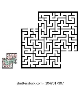 Illustration with labyrinth with places for your images, maze conundrum for kids. Baby puzzle with entry and exit. Children puzzle game.