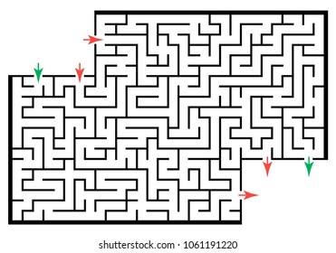 Illustration with labyrinth with places for your images, maze conundrum for kids. Baby puzzle with entry and exit. Children puzzle game.