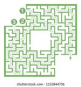 Illustration with labyrinth with places for your images, maze conundrum for kids. Baby puzzle with entry and exit. Children riddle game.