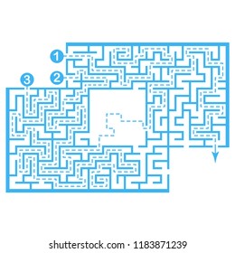 Illustration with labyrinth with places for your images, maze conundrum for kids. Baby puzzle with entry and exit. Children riddle game.