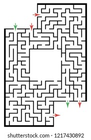 Illustration with labyrinth with places for your images, maze conundrum for kids. Baby puzzle with entry and exit. Children riddle game.