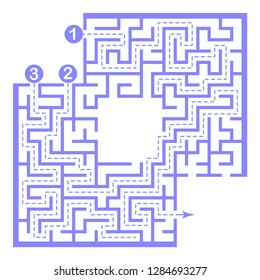 Illustration with labyrinth with places for your images, maze conundrum for kids. Baby puzzle with entry and exit. Children riddle game.