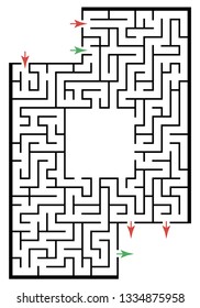 Illustration with labyrinth with places for your images, maze conundrum for kids. Baby puzzle with entry and exit. Children riddle game.