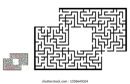 Illustration with labyrinth with places for your images, maze conundrum for kids. Baby puzzle with entry and exit. Children riddle game.
