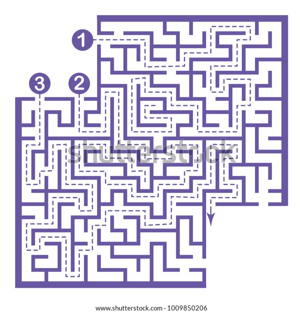 Illustration\
with labyrinth with places for your images, maze conundrum for\
kids. Entry and exit. Children puzzle\
game.