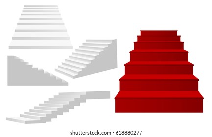 Illustration of a ladder. Ascent, climbing up. Stairs in different angles