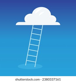Ilustración de una escalera que sube a las nubes de manera profesional