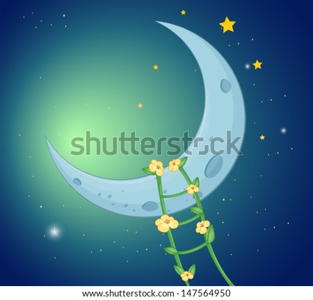 Illustration of a ladder going to the moon