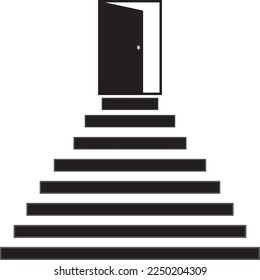 Illustration of a ladder going up the open door professionally on a white background