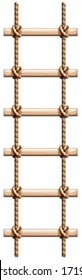 Illustration Of A Ladder Made Of Wood And Rope On A White Background