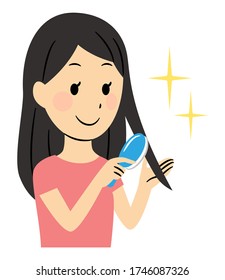 illustration of lady caring her hair