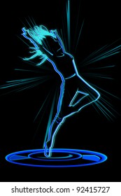 illustration of lady dancing in techno style