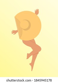 Illustration of a lady in a hat on the beach