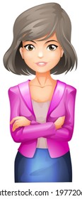 Illustration of a lady with a pink blazer on a white background