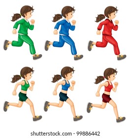 Ilustración de una señora corriendo